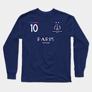 PARIS SOCCER Number 10 Offensive Midfielder Two Stars Long Sleeve T-Shirt